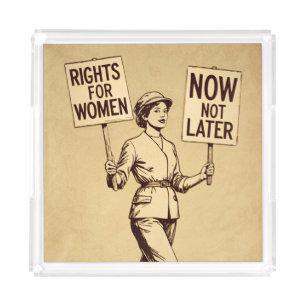 Rights for Women, Vintage Feminist Suffragette Art Acrylic Tray