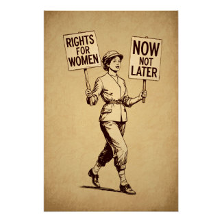 Rights for Women, Vintage Feminist Suffragette Art Poster