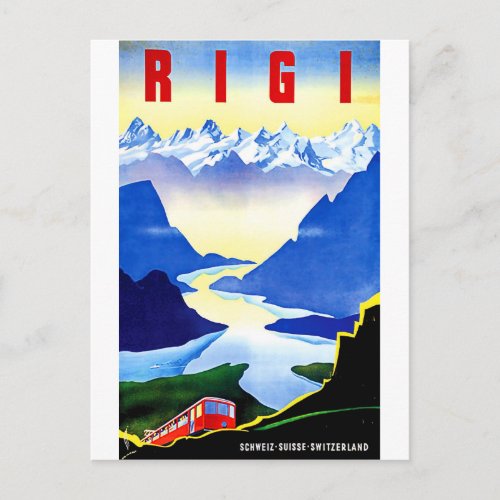 Rigi mountain railway Switzerland vintage travel Postcard