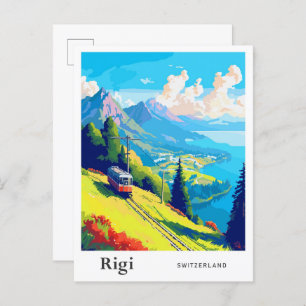 Rigi Switzerland Travel Art Vintage Illustration Postcard