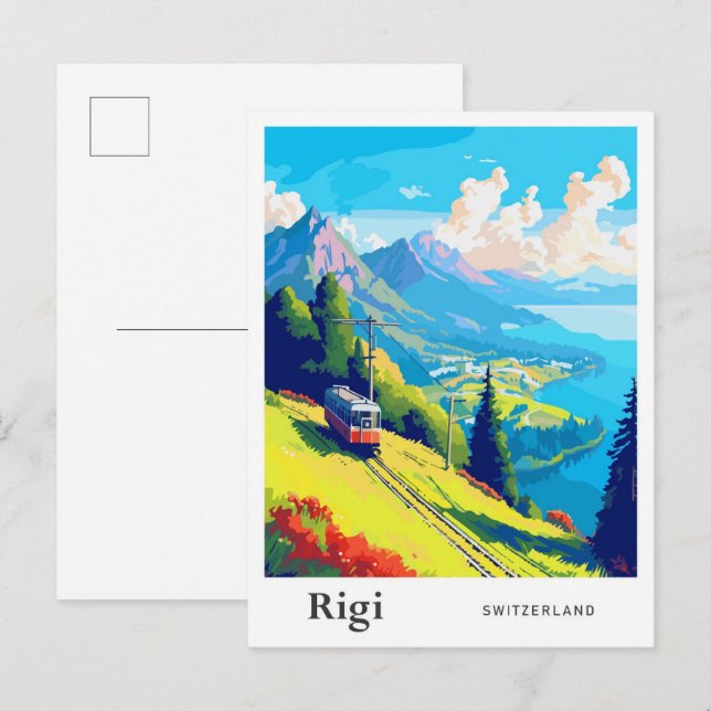 Rigi Switzerland Travel Art Vintage Illustration Postcard (Front/Back)