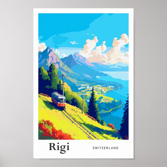 Rigi Switzerland Travel Art Vintage Illustration Poster (Front)