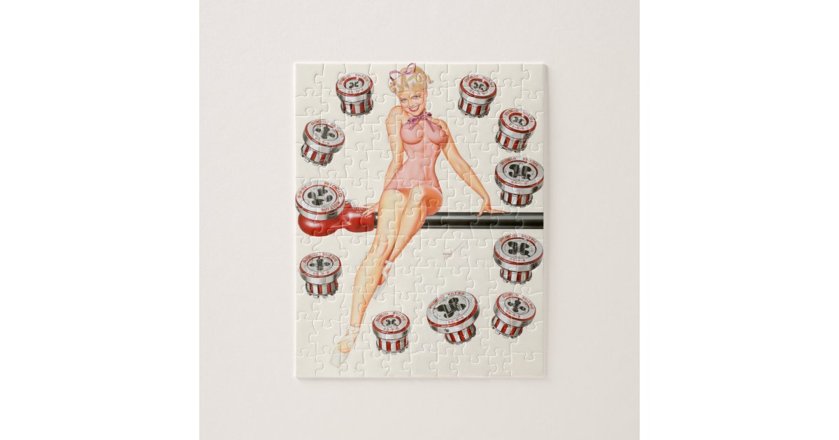 Rigid Tool calendar illustration Pin Up Art Jigsaw Puzzle Zazzle