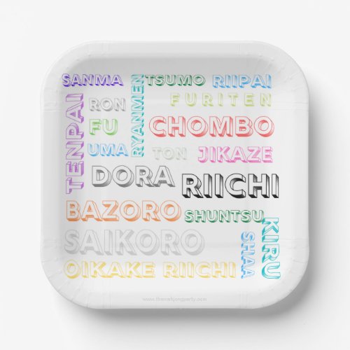Riichi mahjong paper plate _ one font many colors