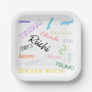 Riichi mahjong themed paper plate