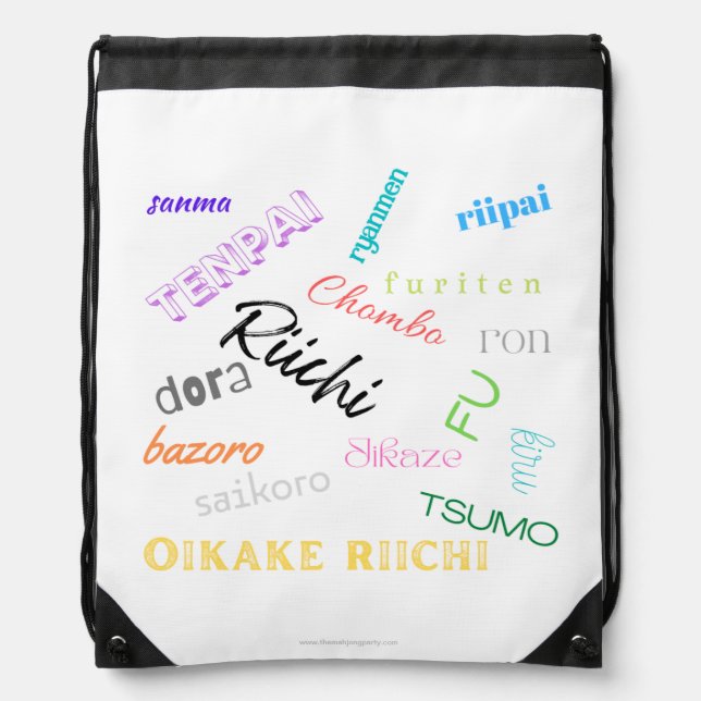 Riichi themed drawstring backpack (Front)