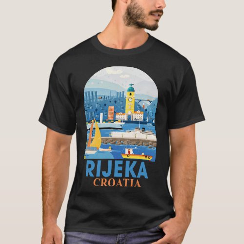 Rijeka Croatia Travel Poster Rijeka Traveling Vaca T_Shirt