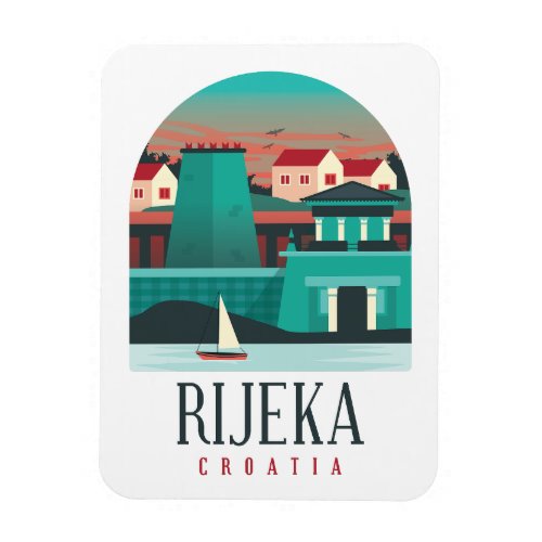 Rijeka Croatia Vintage Minimal Photo Magnet