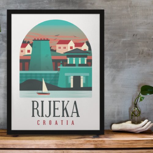 Rijeka Croatia Vintage Minimal Poster