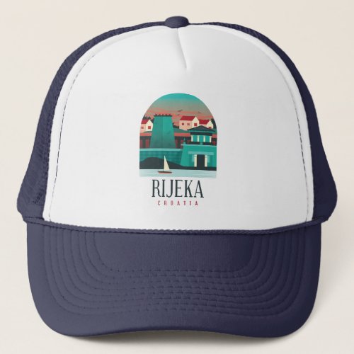 Rijeka Croatia Vintage Minimal Trucker Hat