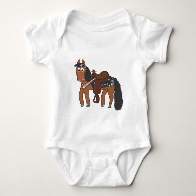 Riki Western horse Baby Bodysuit (Front)