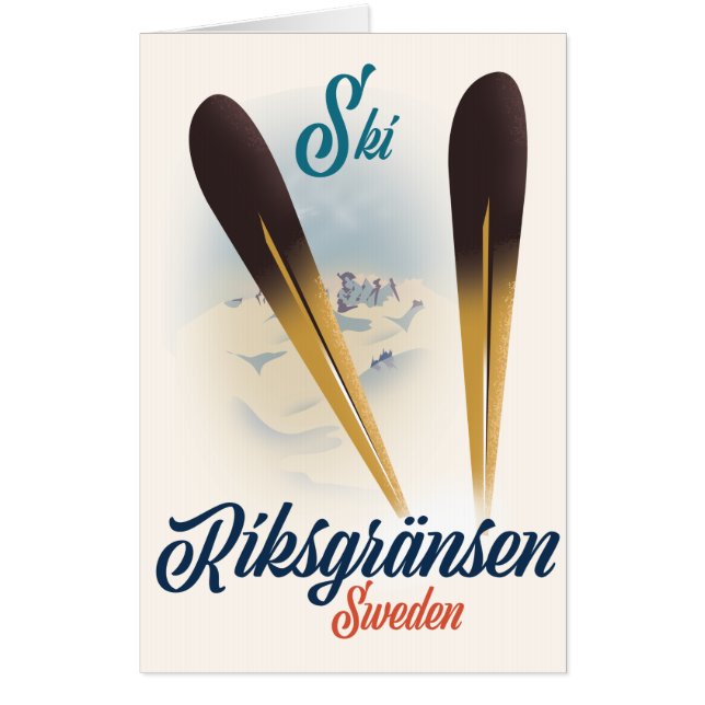 Riksgränsen Sweden Ski travel art Card (Front)