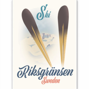Riksgränsen Sweden Ski travel art Sticker