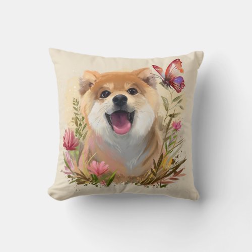 Riku and the butterfly throw pillow