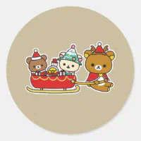 Rilakkuma christmas classic round sticker