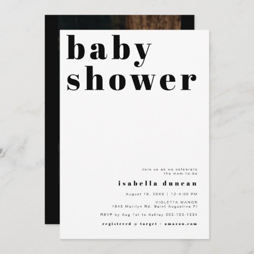 RILEY Bold Bohemian Retro Photo Baby Shower Invitation