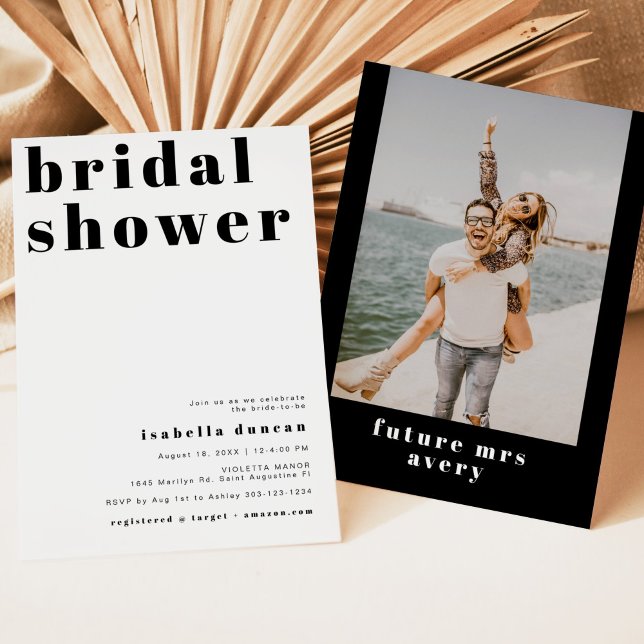 RILEY Bold Bohemian Retro Photo Bridal Shower Invitation (Creator Uploaded)