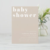 RILEY Bold Boho Beige Cream Modern Baby Shower Invitation (Standing Front)