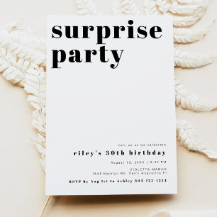 RILEY Bold Contemporary Surprise Birthday Party Invitation