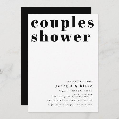 RILEY Bold Retro Typography Couples Shower Invitation