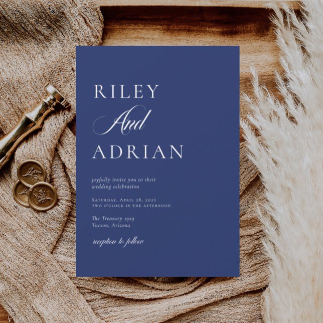 RILEY Cobalt Blue Wedding Invitation (Creator Uploaded)