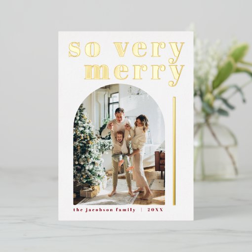 RILEY Festive So Very Merry Arch Christmas Card | Zazzle