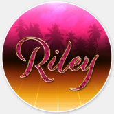 The Name Riley in 3D Lights (Photograph) Oval Sticker