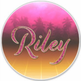 The Name Riley in 3D Lights (Photograph) Oval Sticker