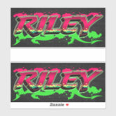 The Name Riley in 3D Lights (Photograph) Oval Sticker