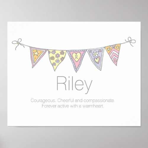 Riley girls name and meaning bunting poster