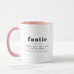 RILEY Modern Cute Funtie Definition Aunt Auntie Mug<br><div class="desc">This ceramic mug features a modern font combination and fun definition of 'funtie'. This coffee cup is the perfect gift for your favorite auntie out there for her birthday,  as a pregnancy announcement or for Christmas.</div>