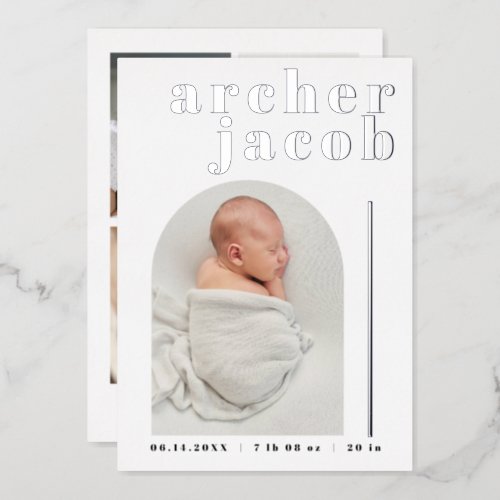 RILEY Modern Foil Arch Photo Baby Announcement