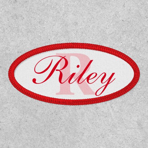 Riley name and initial simple text red label patch