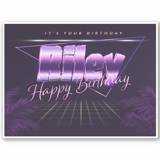 Riley Name First name lila retro Sticker Birthday (Front)