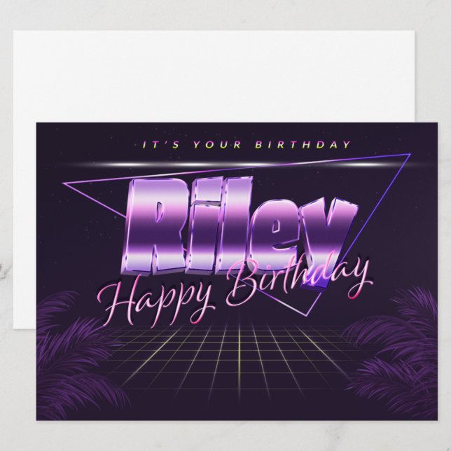 Riley Name First Name pura retro card Birthday (Front/Back)