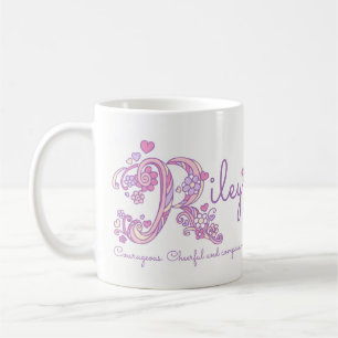Riley name meaning heart flower R monogram mug