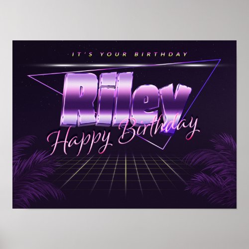 Riley Name Vorname lila retro Poster Geburtstag