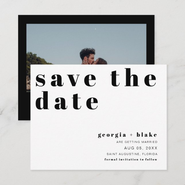 RILEY Retro Bold Contemporary Save the Date Invitation (Front/Back)