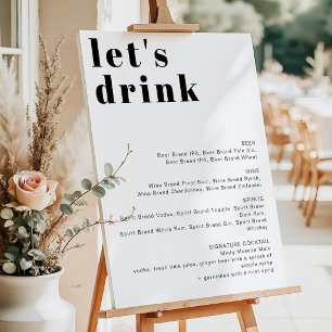 RILEY Retro Bold Let's Drink Bar Menu Foam Board