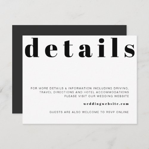 RILEY Retro Bold Modern Wedding Details Card