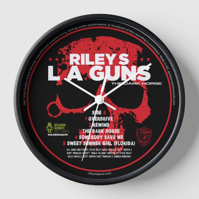 Riley's L.A.Guns The Dark Horse Side A Vinyl Label Clock (Front)