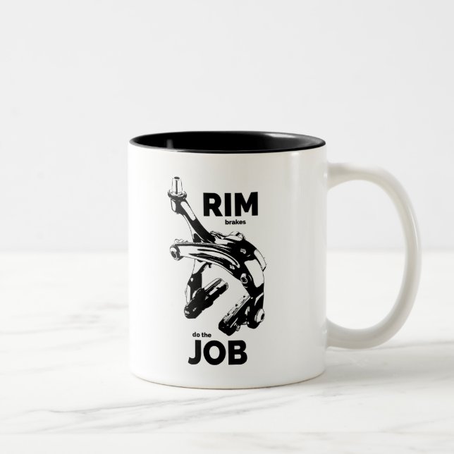 Rim Brakes Do The Job Cycling Two-Tone Coffee Mug (Right)
