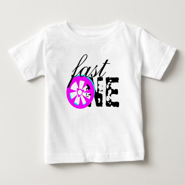 Rim Racing Car Neon Turning One Baby T-Shirt (Front)