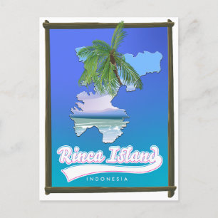 Rinca island Indonesia travel map Invitation Postcard