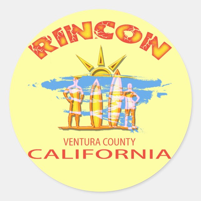 RINCON BEACH CLASSIC ROUND STICKER (Front)