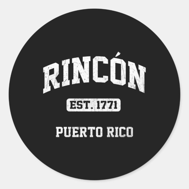 Rincon Puerto Rico Boricua Flag Athletic Style Classic Round Sticker (Front)