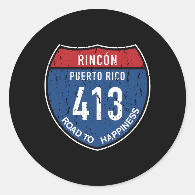 Rincon Puerto Rico Road To Hapess Classic Round Sticker (Front)