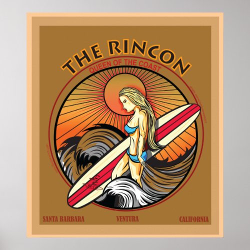 RINCON SAN BARBARA CALIFORNIA SURFING POSTER