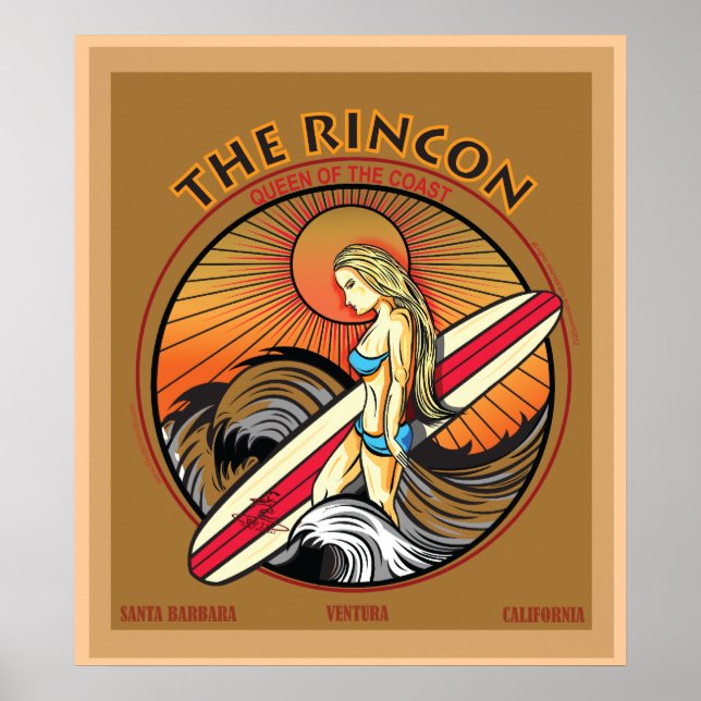 RINCON SAN BARBARA CALIFORNIA SURFING POSTER (Front)