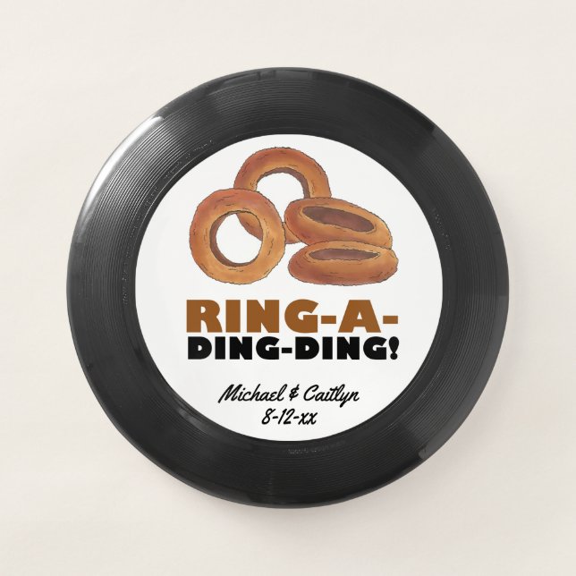 Ring-a-Ding-Ding Funny Onion Rings Wedding Favor Wham-O Frisbee (Front)